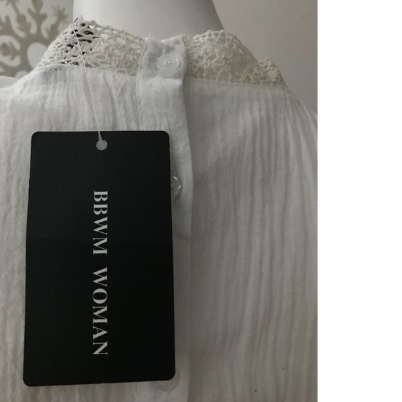 BBWM Woman Crepe Embroidery Crochet Top Blouse Folk Polish Ukrainian Zara Copy - Picture 9 of 9